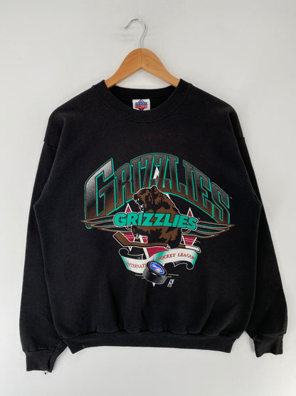 90's UTAH GRIZZLIES Made in USA Size L Vintage NHL Sweat-Shirt / F794S