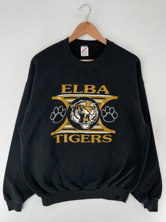90's ELBA TIGERS Made in USA Size XL Vintage College Sweat shirt / G5095S