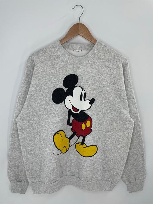 90's DISNEY MICKEY Made in USA Size No Tag (Approx.XL) Vintage Sweat-shirt / E8680S