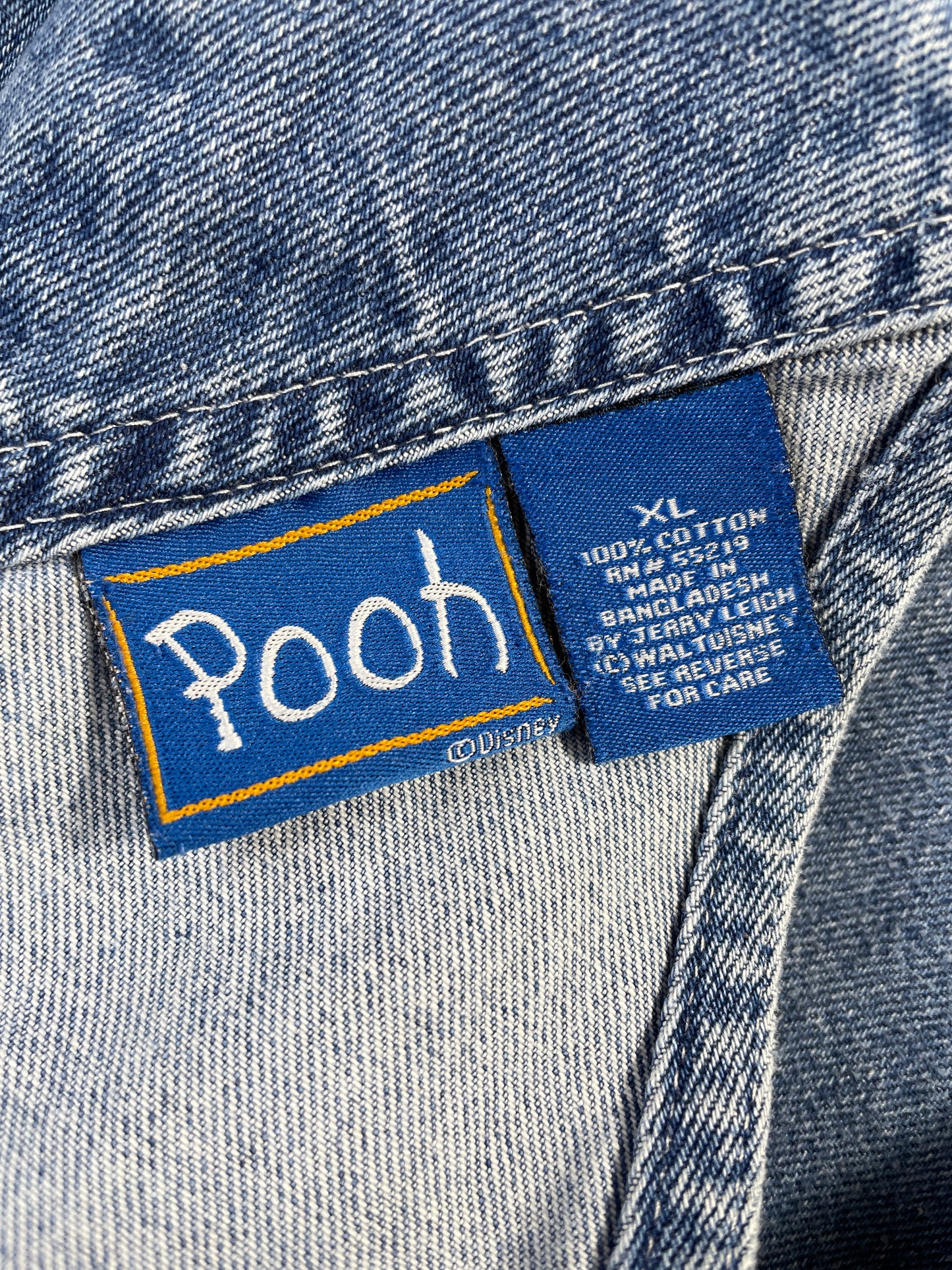 00' DISNEY WINNIE THE POOH Size XL Vintage Denim Overall / E7849P