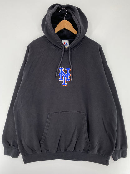 Vintage NEW YORK METS Size No Tag (Approx.XL) Vintage MLB Hoodie Sweat-Shirt / E9129S