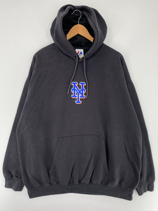 Vintage NEW YORK METS Size No Tag (Approx.XL) Vintage MLB Hoodie Sweat-Shirt / E9129S