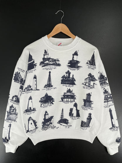 90's LIGHTHOUSE Made in USA Size M Vintage Sweat-Shirt / E6837S