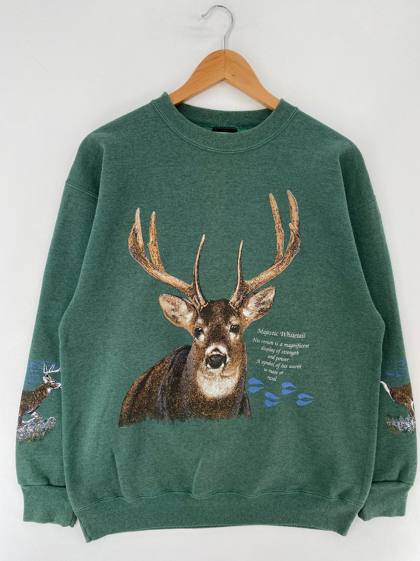 90's DEER Size Approx.L Vintage Animal Sweat-Shirt / F259S