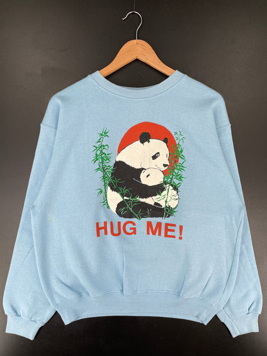 80’s HUG ME! Made in USA Size L Vintage Animal Sweat-Shirt / G4873S