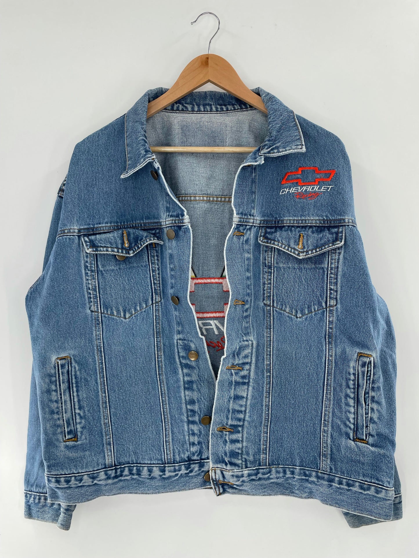 Vintage CHEVROLET RACING Size No Tag (Approx.L) Denim Jacket / F5920J