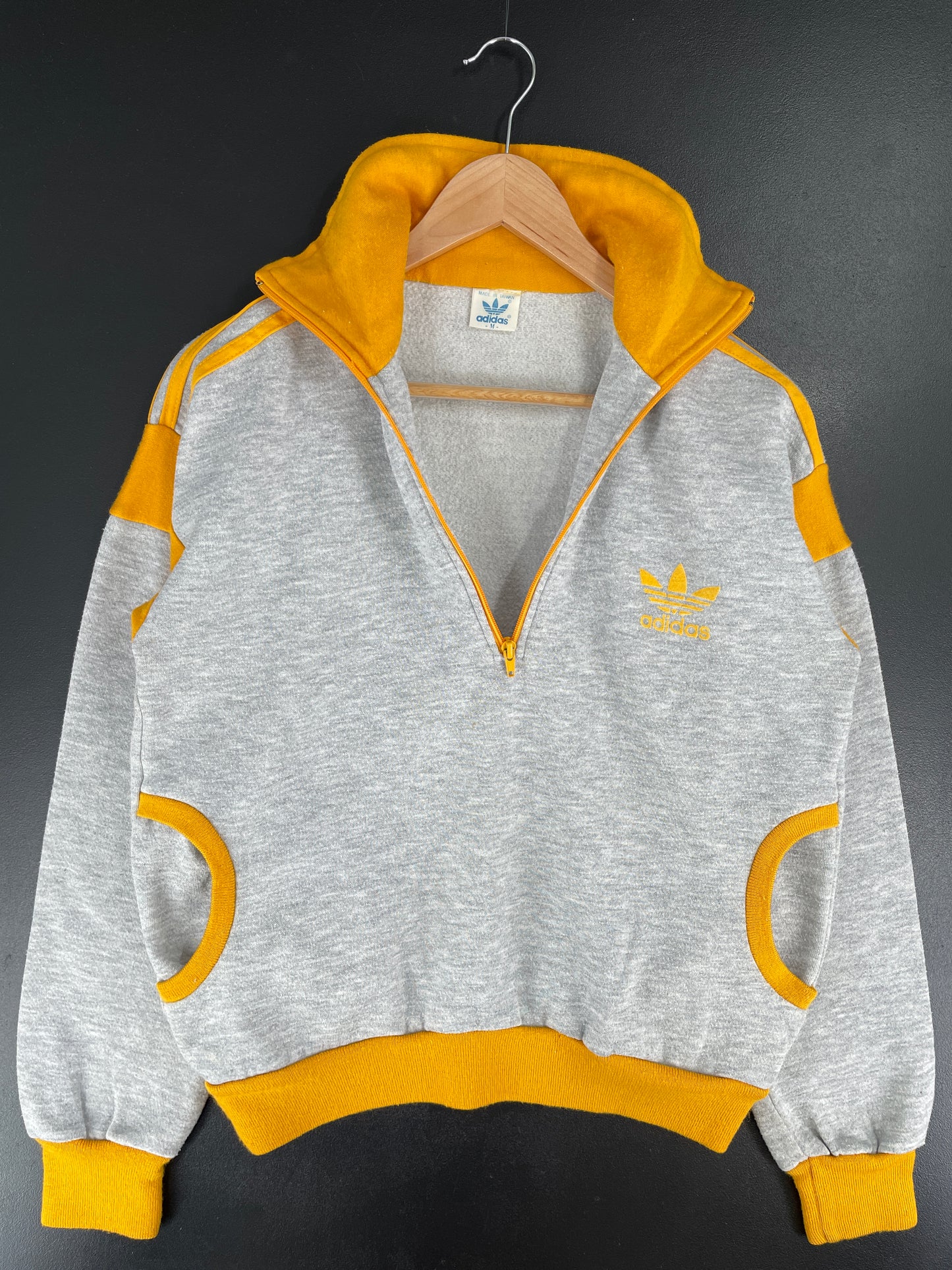 .80's ADIDAS Size M Vintage Half Zip Sweat-Shirt / E7051S