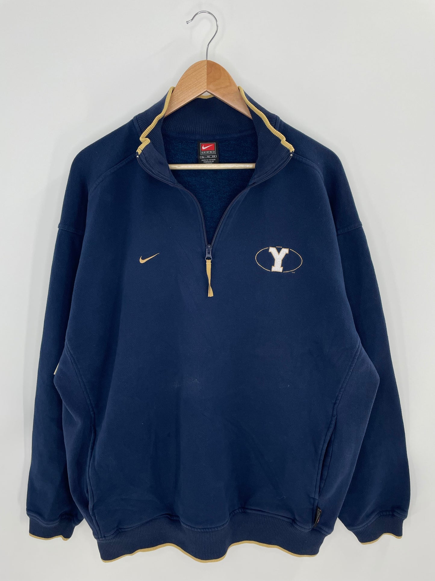 00’ NIKE BRIGHAM YOUNG Size XL Vintage College Half Zip Sweat shirt / F5850S