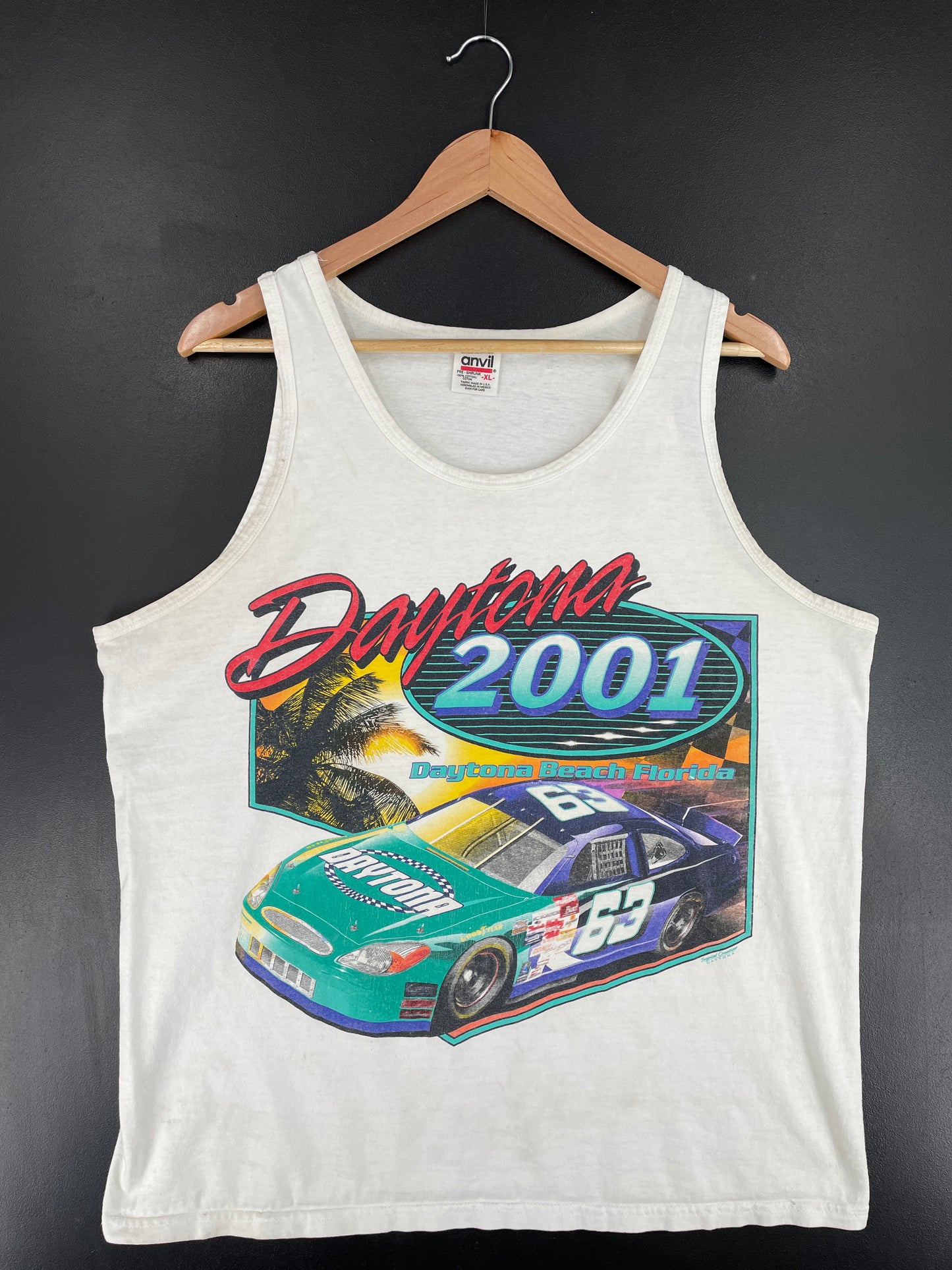 .2001 DAYTONA BEACH FLORIDA Made in USA Size XL Vintage Racing Tank-Top / E8219T
