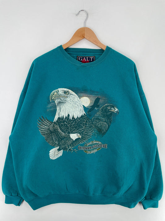 90's EAGLE NORTH AMERICAN Size Approx.XXL Vintage Animal Sweat-Shirt / F1229S