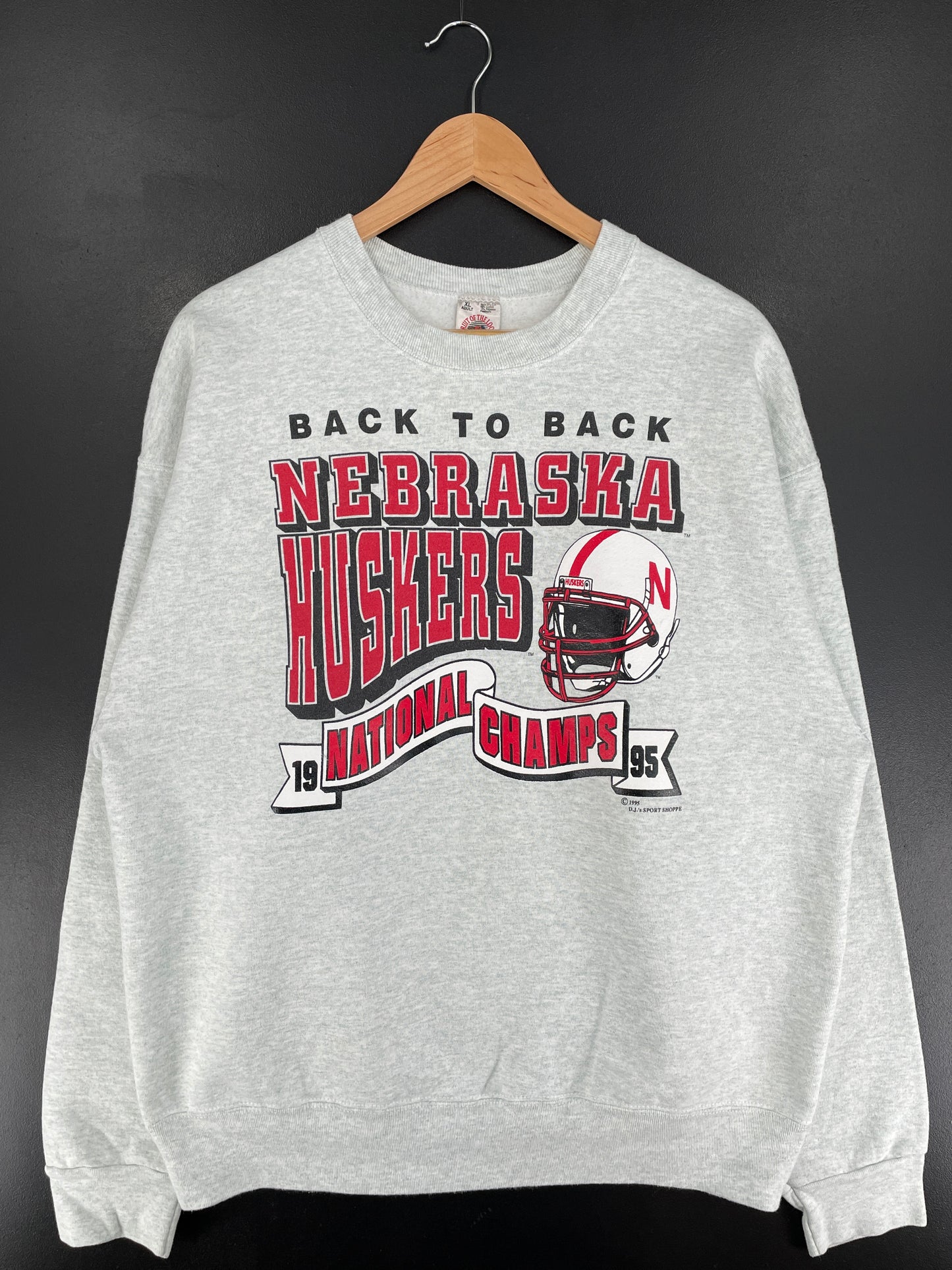 1995 NEBRASKA HUSKERS Made in USA Size XL Vintage College Sweat-Shirt / F903S
