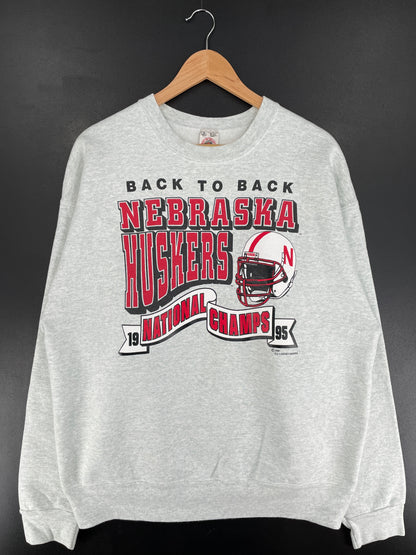 1995 NEBRASKA HUSKERS Made in USA Size XL Vintage College Sweat-Shirt / F903S