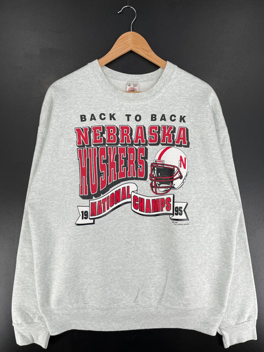 1995 NEBRASKA HUSKERS Made in USA Size XL Vintage College Sweat-Shirt / F903S