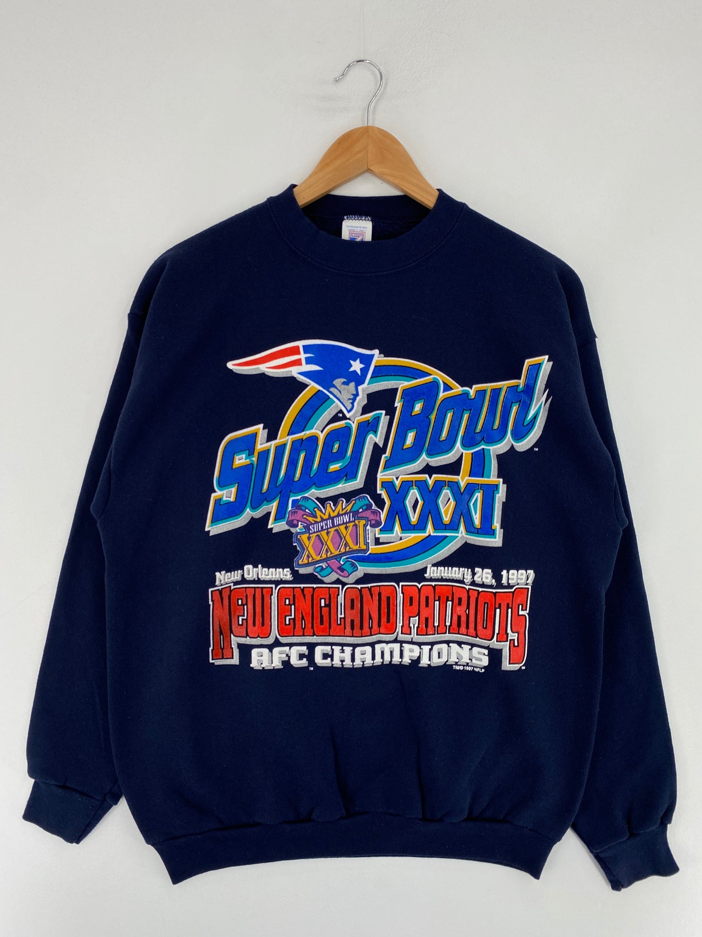 1997 SUPER BOWL NEW ENGLAND PATRIOTS  Made in USA Size L NFL Sweat-Shirt / F612S