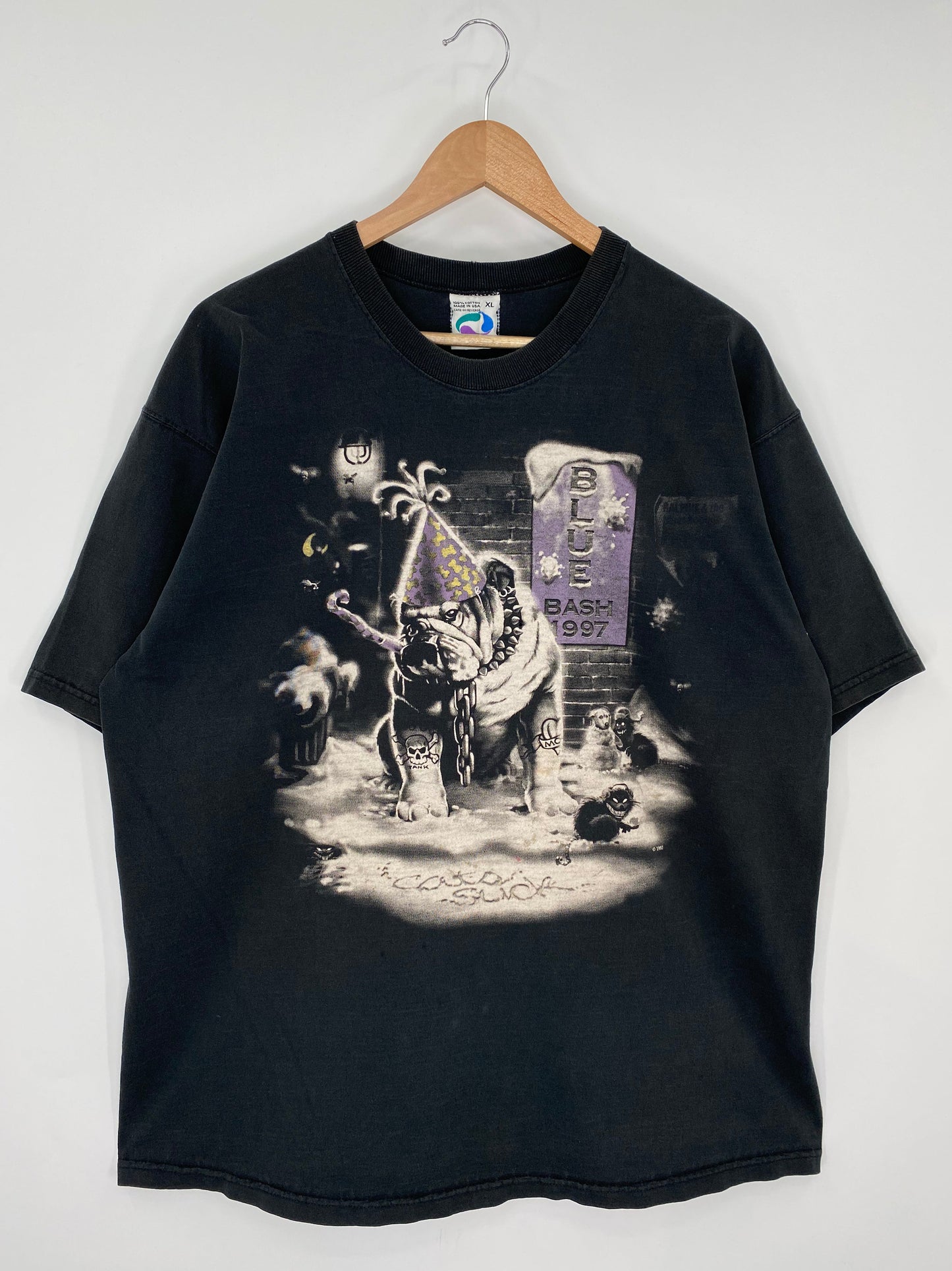 1997 LIQUID BLUE BULLDOG Size XL Made in USA Vintage T- shirt / E9730T