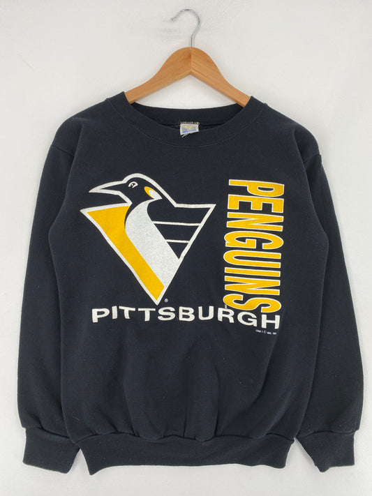 90’s PENGUINS PITTSBURGH Made in USA Size M Vintage NHL Sweat-Shirt / E9588S