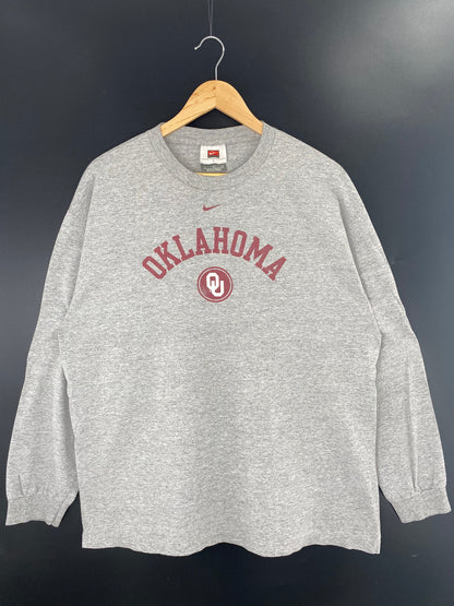 00' NIKE OKLAHOMA Size L Vintage College Long Sleeve T-shirt / E9534T