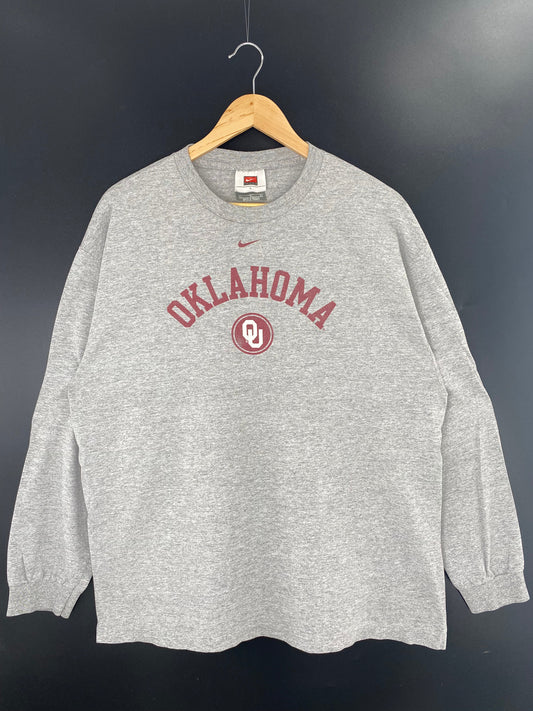 00' NIKE OKLAHOMA Size L Vintage College Long Sleeve T-shirt / E9534T