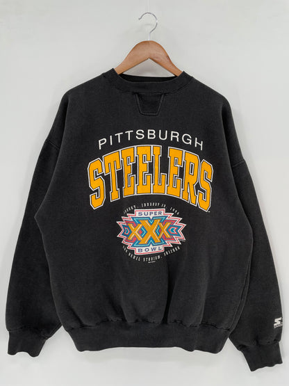 1995 STARTER SUPER BOWL PITTSBURGH STEELERS Size XL Vintage NFL Sweat-shirt / K1754