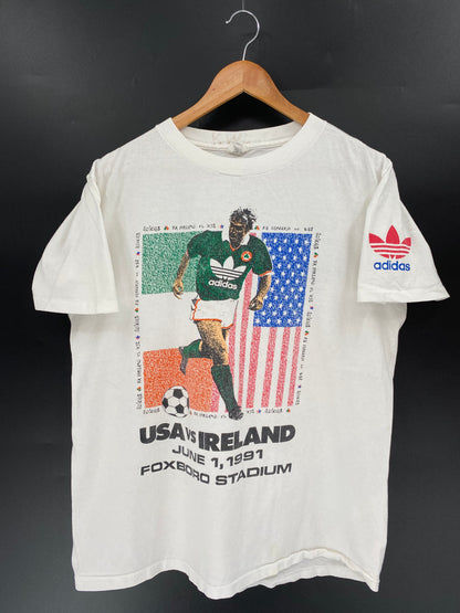 1991' ADIDAS SOCCOR Made in USA Size M Vintage T-Shirt / k1653