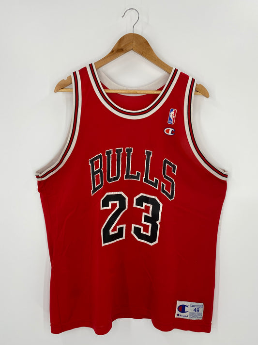 90’s MICHEAL JORDAN CHICAGO BULLS Made in USA Size Approx. XL Vintage NBA Tank-Top / 8313