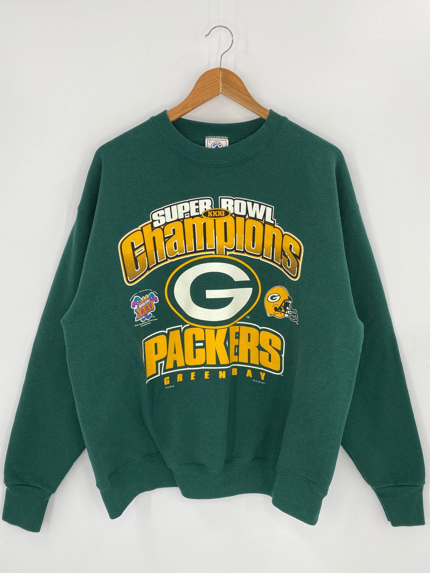 1997 PACKERS SUPER BOWL CHAMPION Made in USA Size L Vintage NFL Sweat-Shirts / 8810