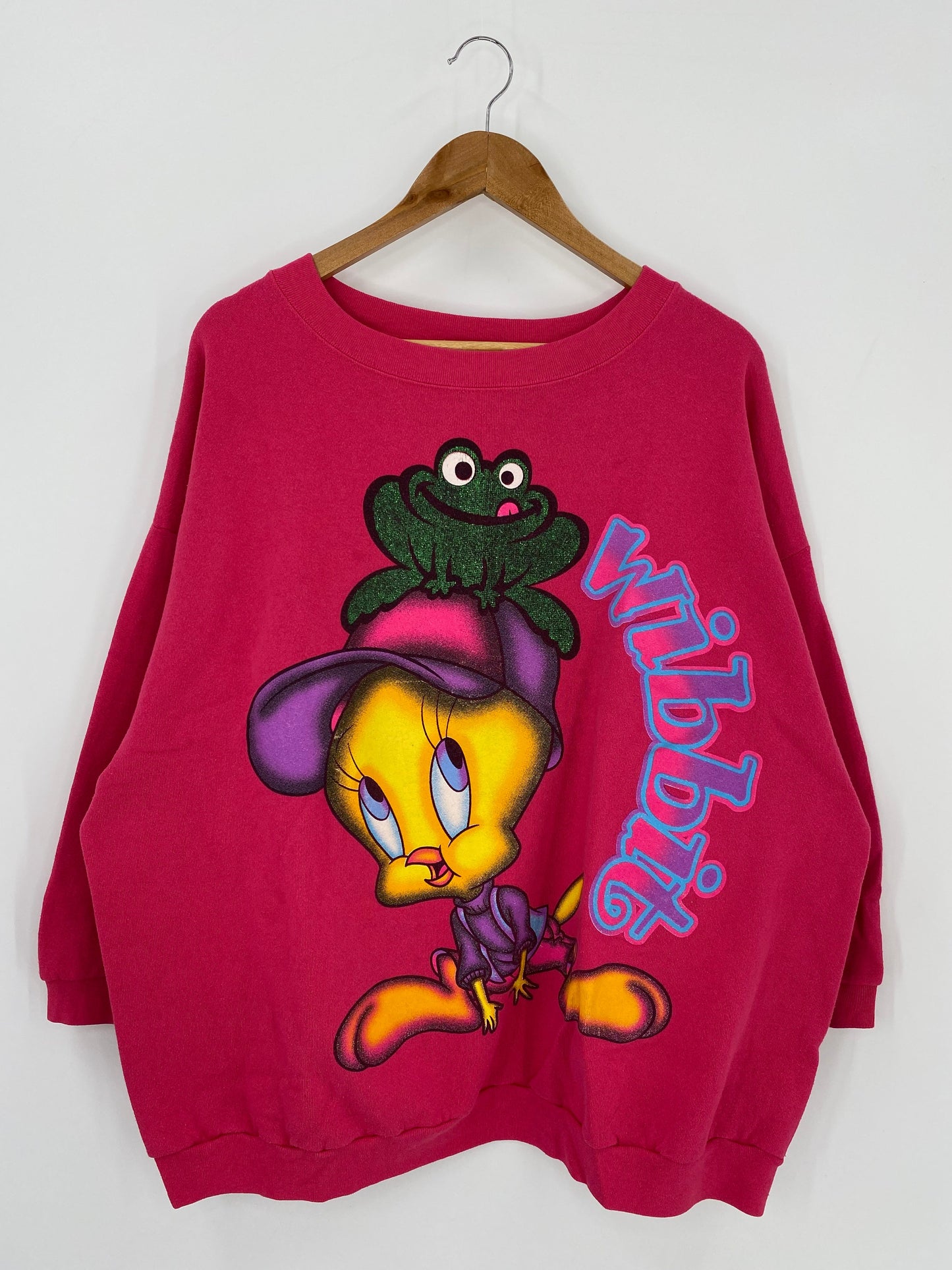 1997 LOONEY TUNES TWEETY Made in USA Size Approx.XXL Vintage Sweat-shirt / A715