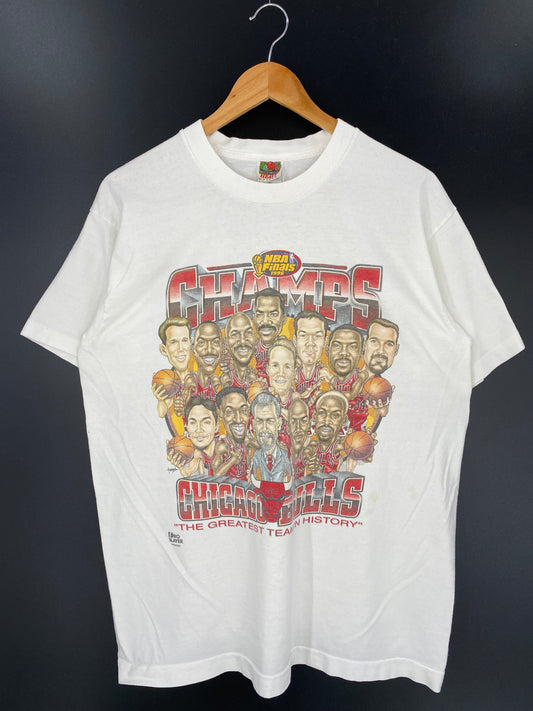1996 CHICAGO BULLS NBA FINALS Made in USA Size L Vintage NBA T-shirt /  9540