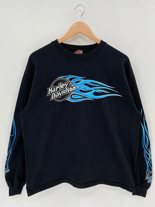 Vintage HARLEY DAVIDSON Size L Long Sleeve T-Shirts / K2492
