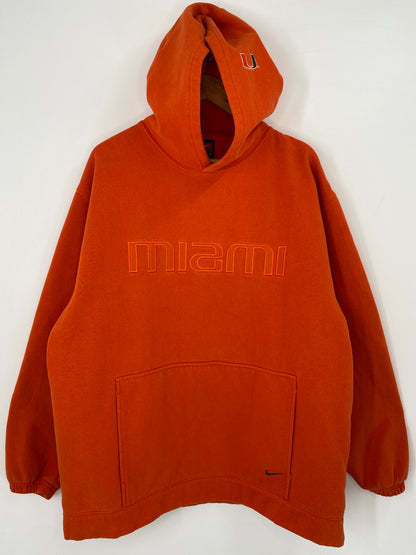 00' NIKE MIAMI HURRICANES Size XL Vintage Hoodie Sweat-Shirt / K3946