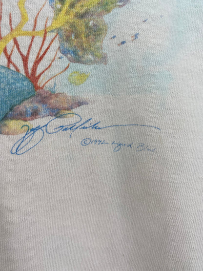 1992' LIQUIT BLUE CORAL REEF Made in USA Size L T-Shirt / K1534
