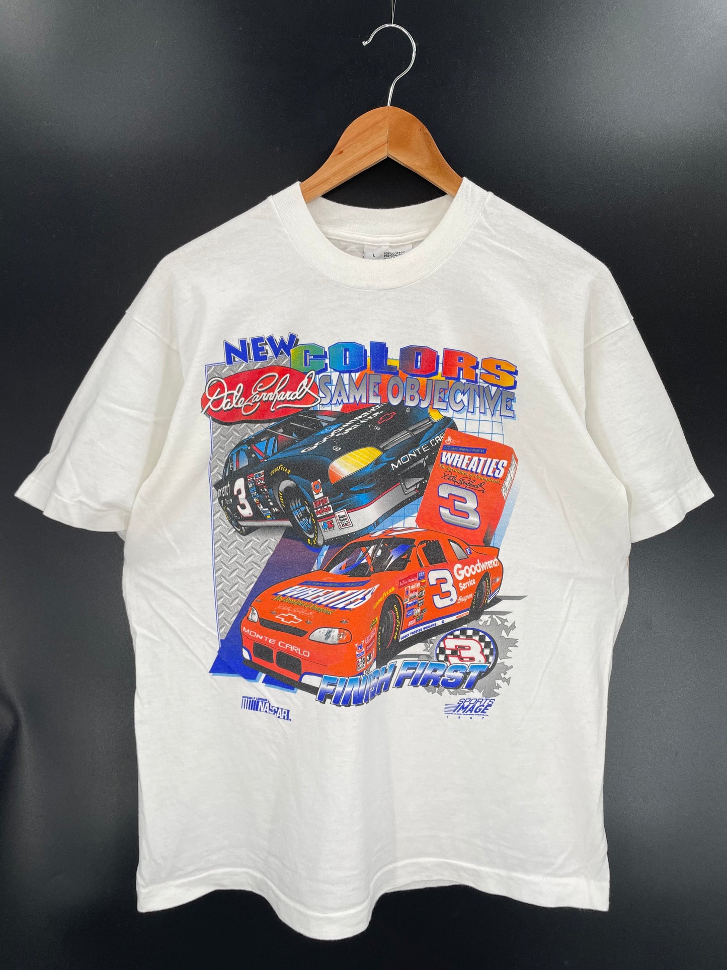 1997 NASCAR FINISH FIRST RACING Size L Vintage Racing T-shirt / A5821