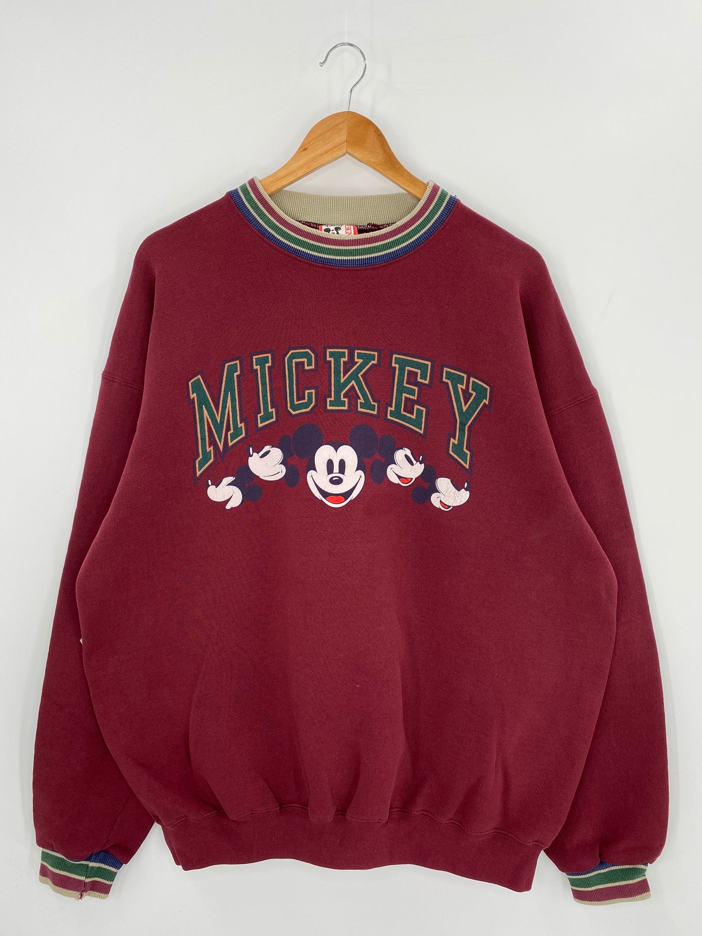 90’s DISNEY MICKEY Made in USA Size Approx.XL Vintage Sweat-shirt / 9652
