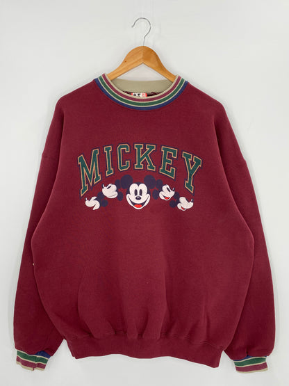 90’s DISNEY MICKEY Made in USA Size Approx.XL Vintage Sweat-shirt / 9652