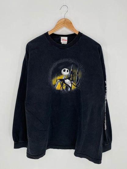 00' DISNEY THE NIGHTMARE BEFORE CHRISTMAS Size XL Vintage Long Sleeve T-shirt / 6246
