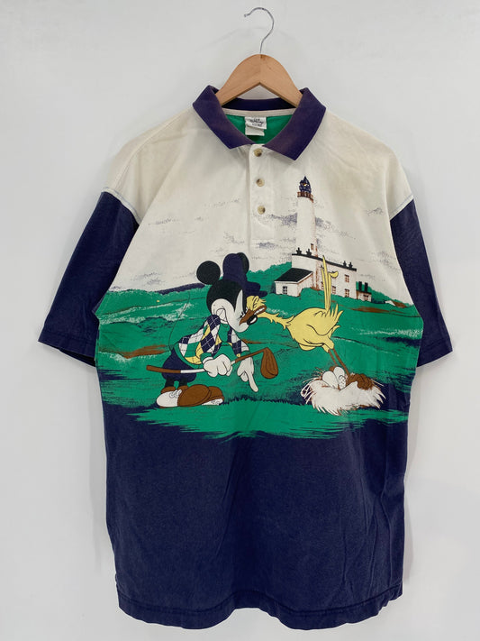 00' DISNEY MICKEY Size L Vintage Polo -Shirt / A3833