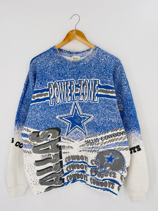 90’s DALLAS COWBOYS All Over Print Made in USA Size XL Vintage NFL Sweat-shirt / 7554