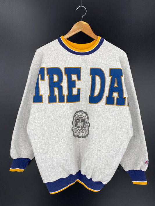 90’s UNIVERSITY OF NOTRE DAME Made in USA Size No Tag (Approx. XL) Vintage Sweat-shirt / 8990