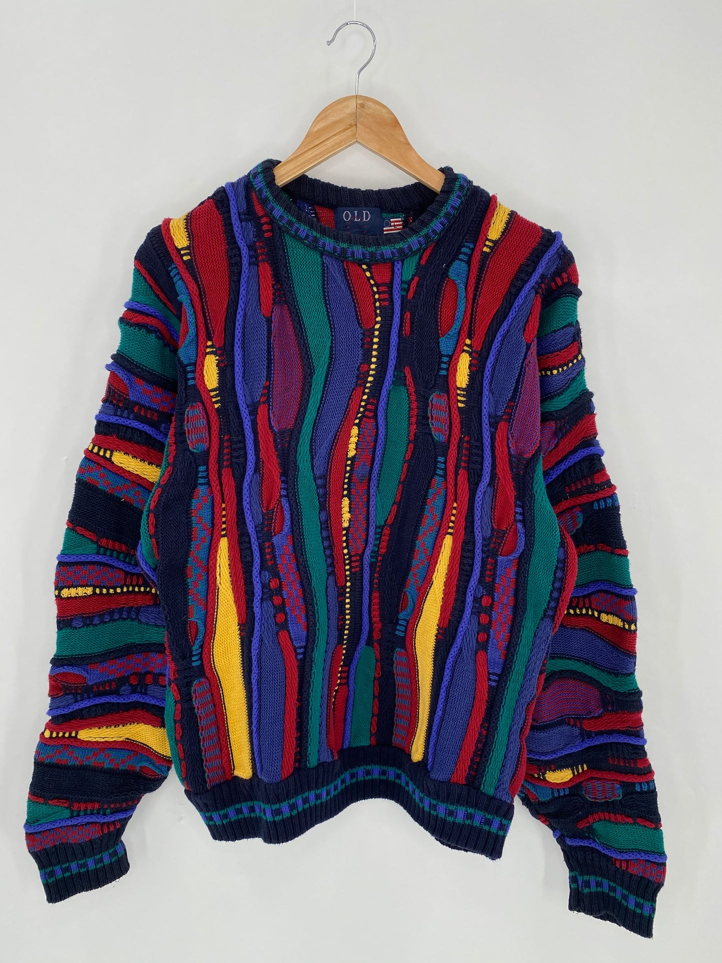 Vintage 3D Coogi-Style Size L Made in USA Knit Sweater / 6263