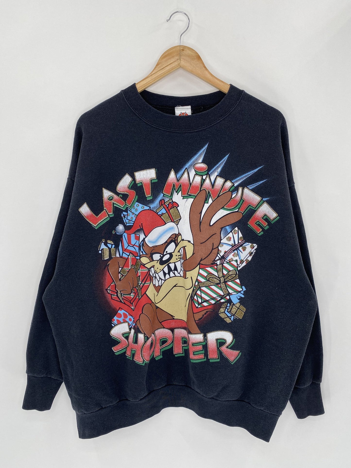 1997 LOONEY TUNES TAZ CHRISTMAS Made in USA Size XXL Vintage Sweat-Shirt / K4813