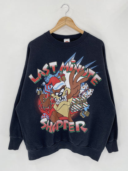 1997 LOONEY TUNES TAZ CHRISTMAS Made in USA Size XXL Vintage Sweat-Shirt / K4813