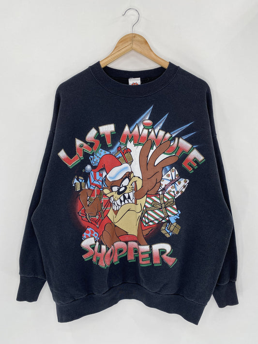 1997 LOONEY TUNES TAZ CHRISTMAS Made in USA Size XXL Vintage Sweat-Shirt / K4813