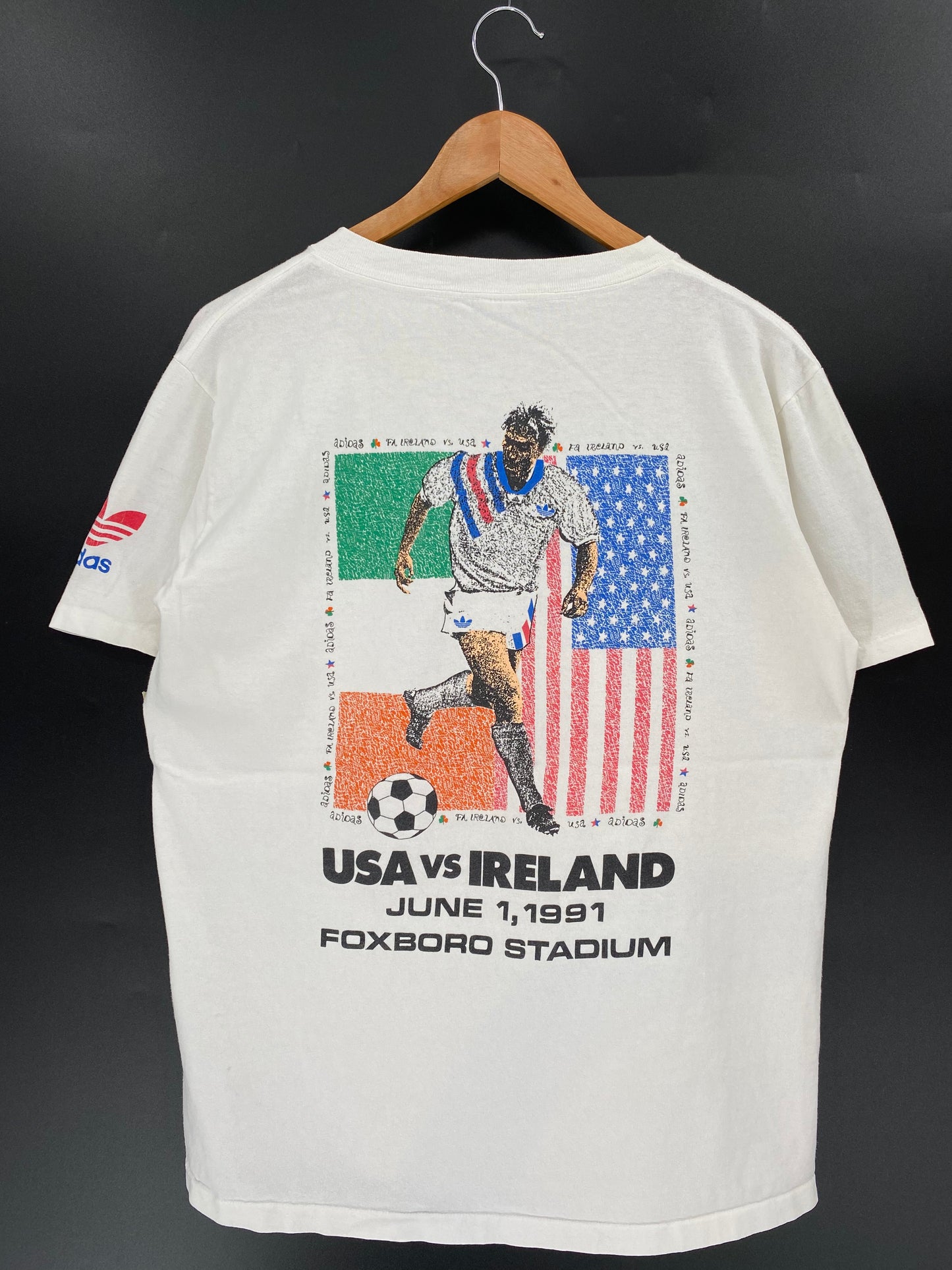 1991' ADIDAS SOCCOR Made in USA Size M Vintage T-Shirt / k1653