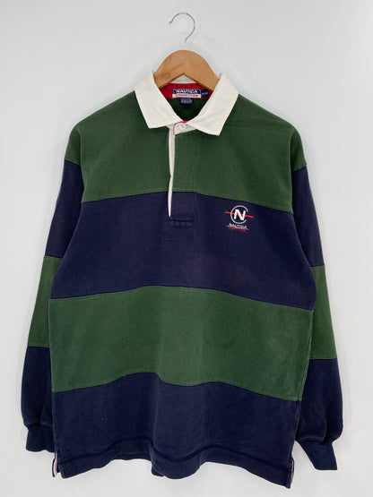 90's Nautica COMPETITION Size M Vintage Rugby-Shirt / 9491