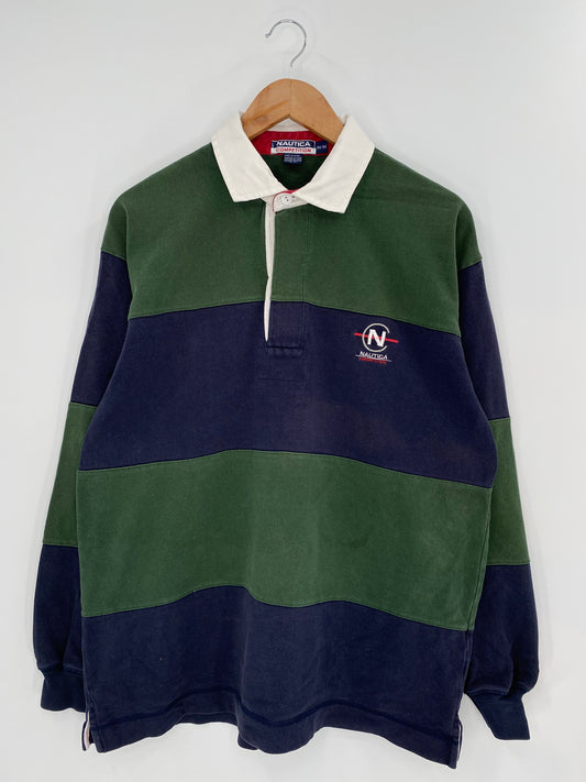 90's Nautica COMPETITION Size M Vintage Rugby-Shirt / 9491