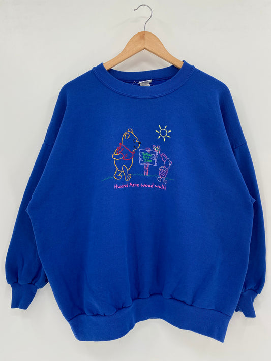 00' DISNEY WINNIE THE POOH Made in USA Size No tag(Approx.L) Vintage Sweat-shirt / K2267