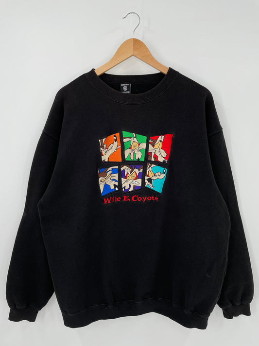 1996 LOONEY TUNES WILE E. COYOTE Size L Vintage Sweat-shirt / A5407