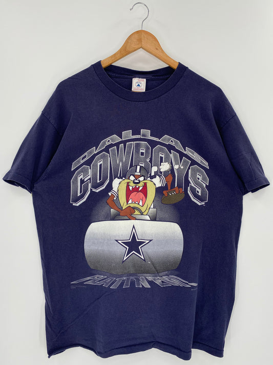 1996 LOONEY TUNES TAZ x DALLAS COWBOYS Size L Vintage NFL T-Shirt  / 9596