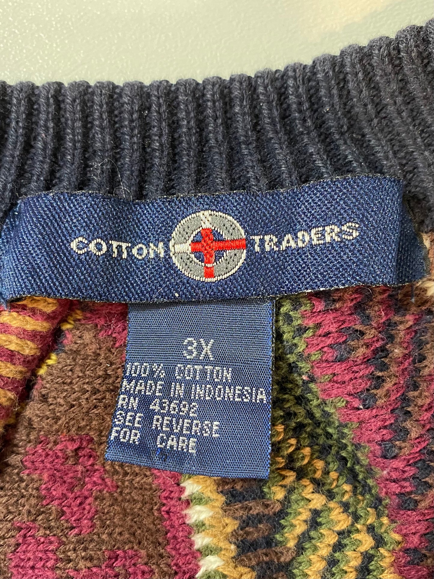 Vintage 3D Coogi-Style Size XXXL Knit Sweater / 9506