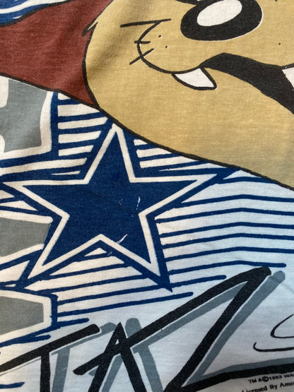 1993 Loony Tunes TAZ x COWBOYS Size L Vintage T-shirt / K2921